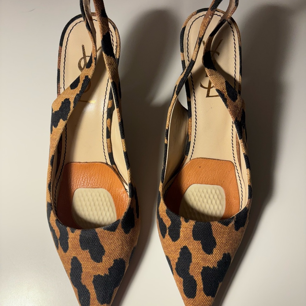 Yves Saint Laurent Leopard Print Slingback Heels